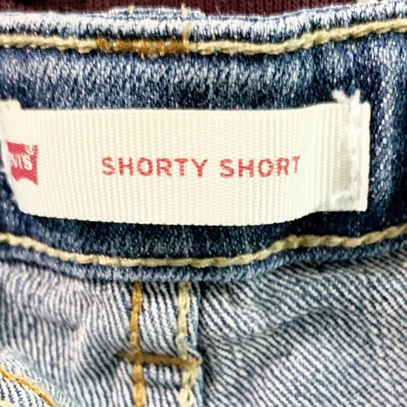 Levi Levi’s Strauss Denim Jean Shorty Short Cut-Off Braided Trim Along Side 🟦 - Picture 8 of 9